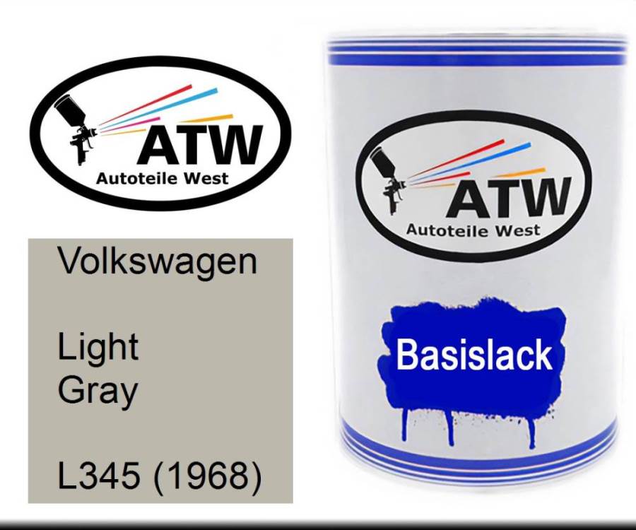 Volkswagen, Light Gray, L345 (1968): 500ml Lackdose, von ATW Autoteile West.